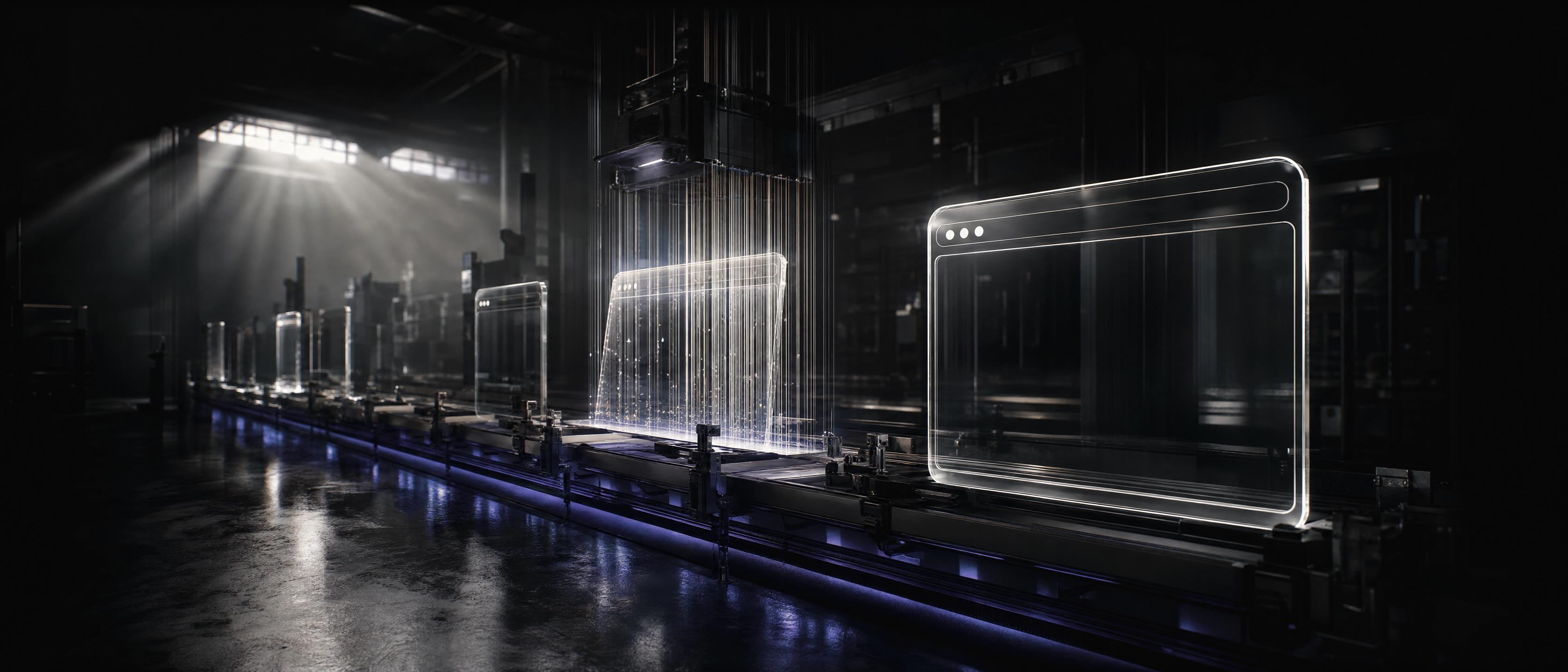 The saascode factory line — finished SaaS products coming off the line